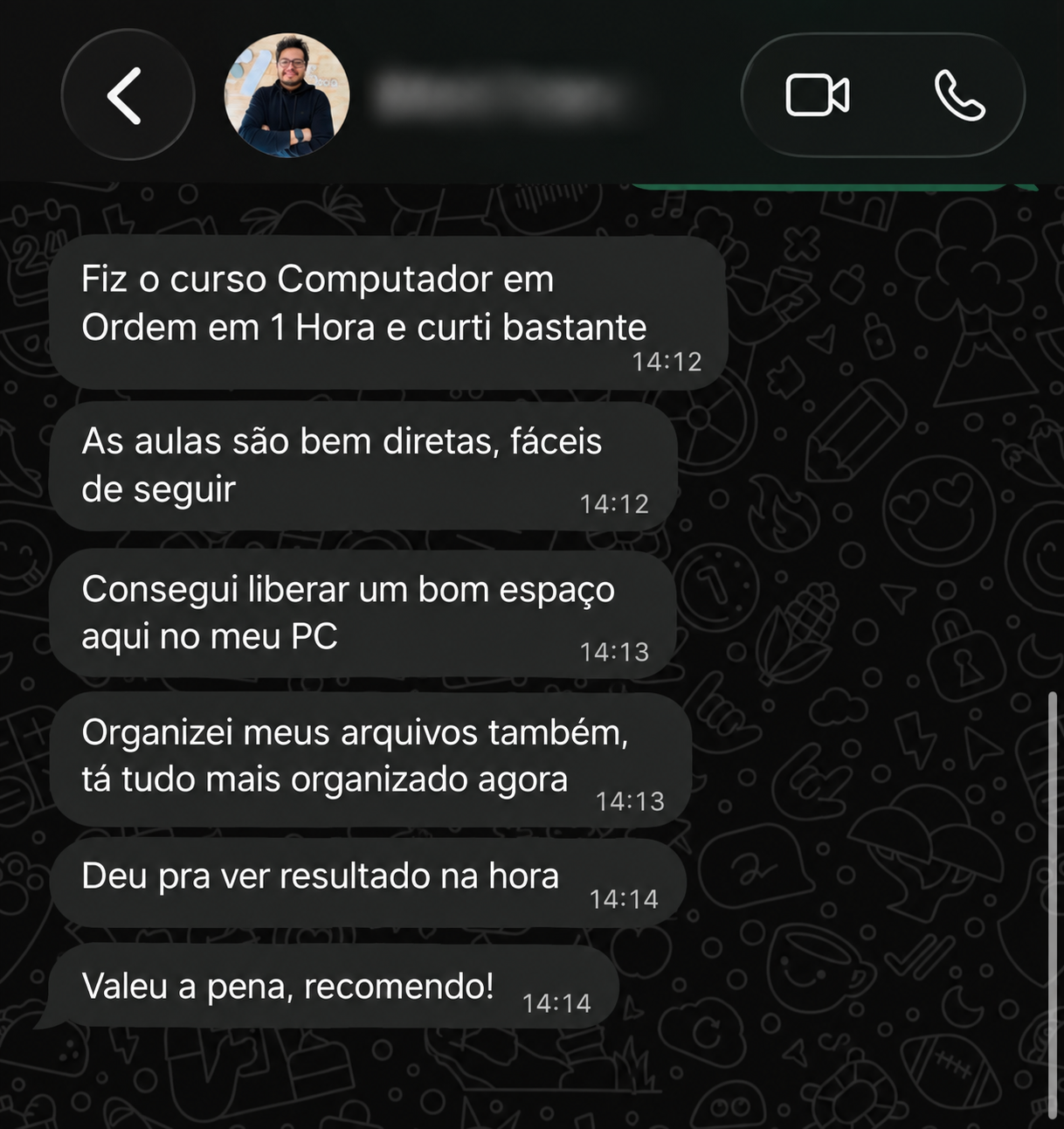Relato de cliente que colocou o computador em ordem 2